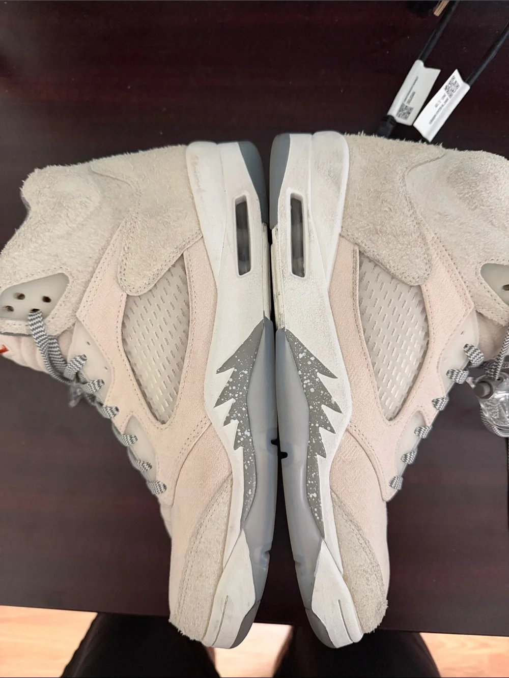 Jordan High-Top Sneakers in Beige with Orange Trim